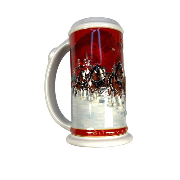 2004 Budweiser Holiday Stein Clydesdales Beer Mug 25th Anniversary - Picture 2 of 7